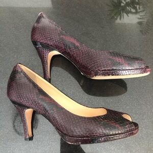 Cole Haan Snake Skin Peep Toe Heels- 7B